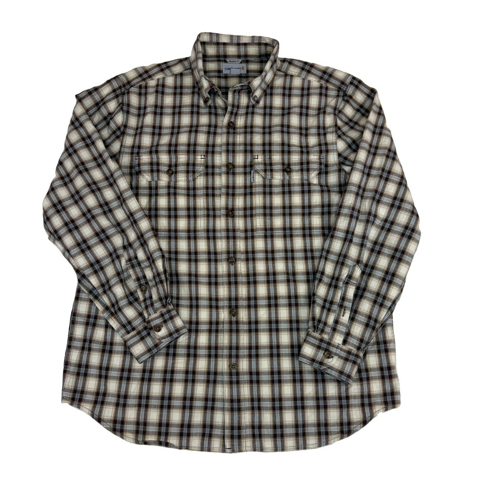 Carhartt Fort Plaid Long Sleeved Men's Shirt Sz Large L Relaxed Fit